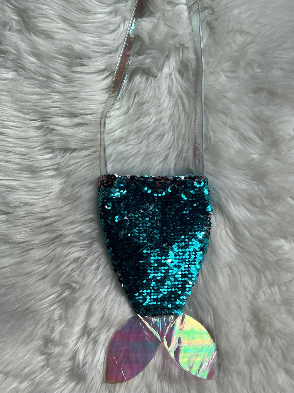 Mermaid Sequined Teal Crossbody Kids Bag